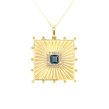 Load image into Gallery viewer, 18k Yellow Gold London Blue Topaz Medallion Necklace (I7730)
