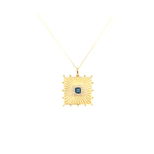 Load image into Gallery viewer, 18k Yellow Gold London Blue Topaz Medallion Necklace (I7730)
