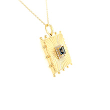 Load image into Gallery viewer, 18k Yellow Gold London Blue Topaz Medallion Necklace (I7730)
