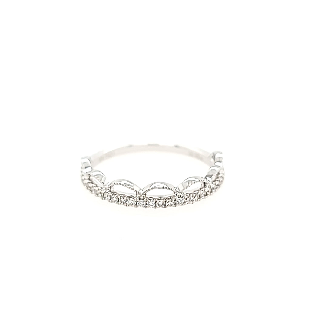 White Gold Diamond Detail Stacker Ring (I4090)