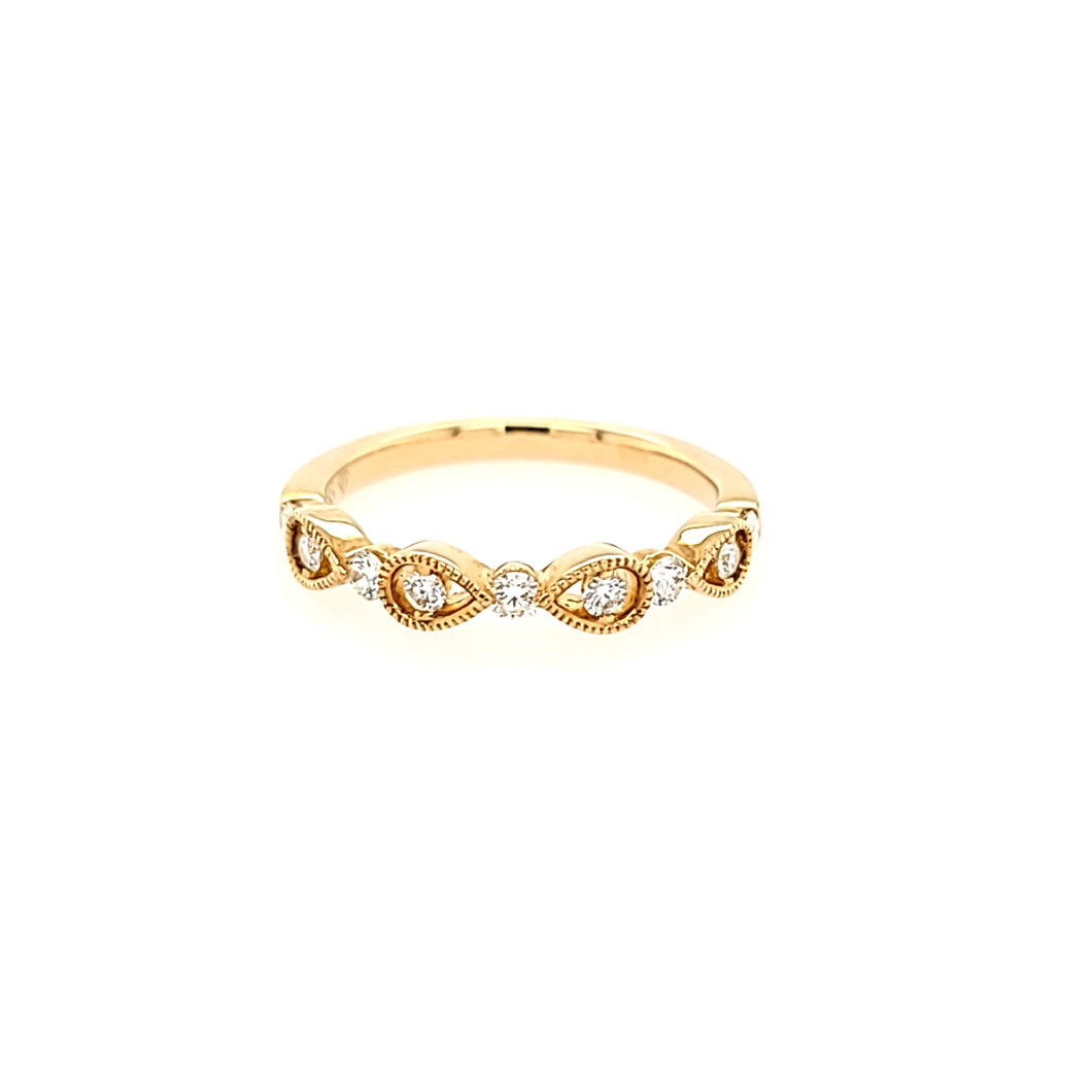 Yellow Gold Diamond Textured Pod Ring (I3905)