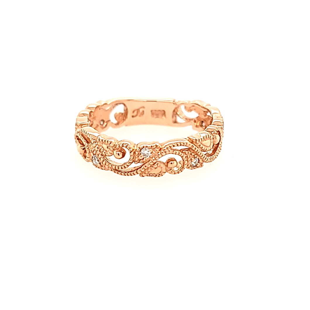 Rose Gold Diamond Filigree Ring (I7006)