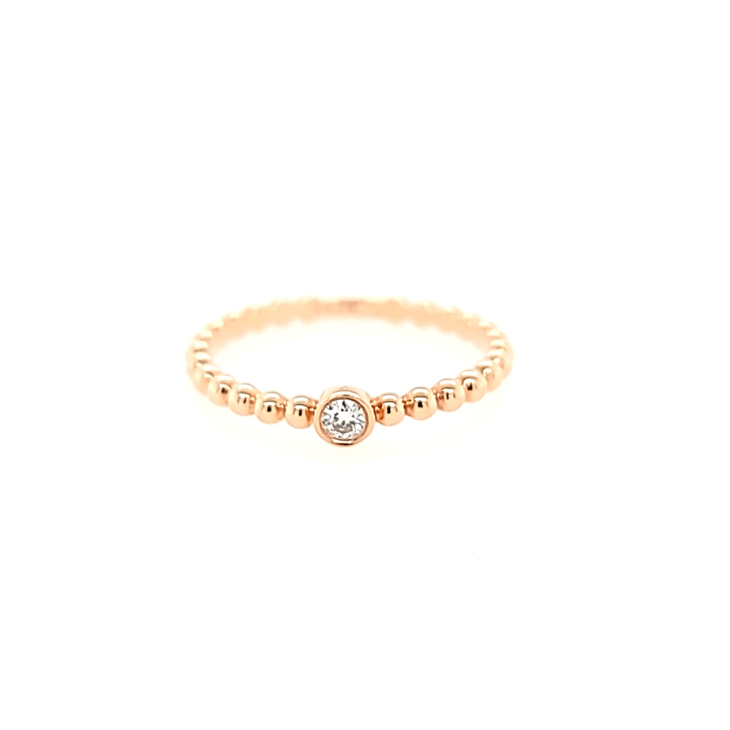Rose Gold Diamond Beaded Ring (I4086)