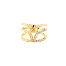 Load image into Gallery viewer, 18k Yellow Gold Diamond Satin Finish Structural Ring (I7700)
