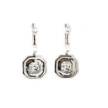 Load image into Gallery viewer, 18k White Gold Onyx &amp; Diamond Earrings (I7712)
