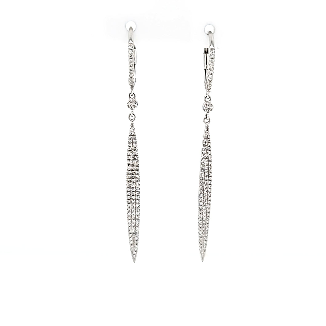 14k White Gold Diamond Long Marquise Drop Earrings (I7740)