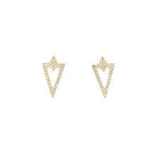 Load image into Gallery viewer, Yellow Gold Diamond Triangle Earrings (I7714)
