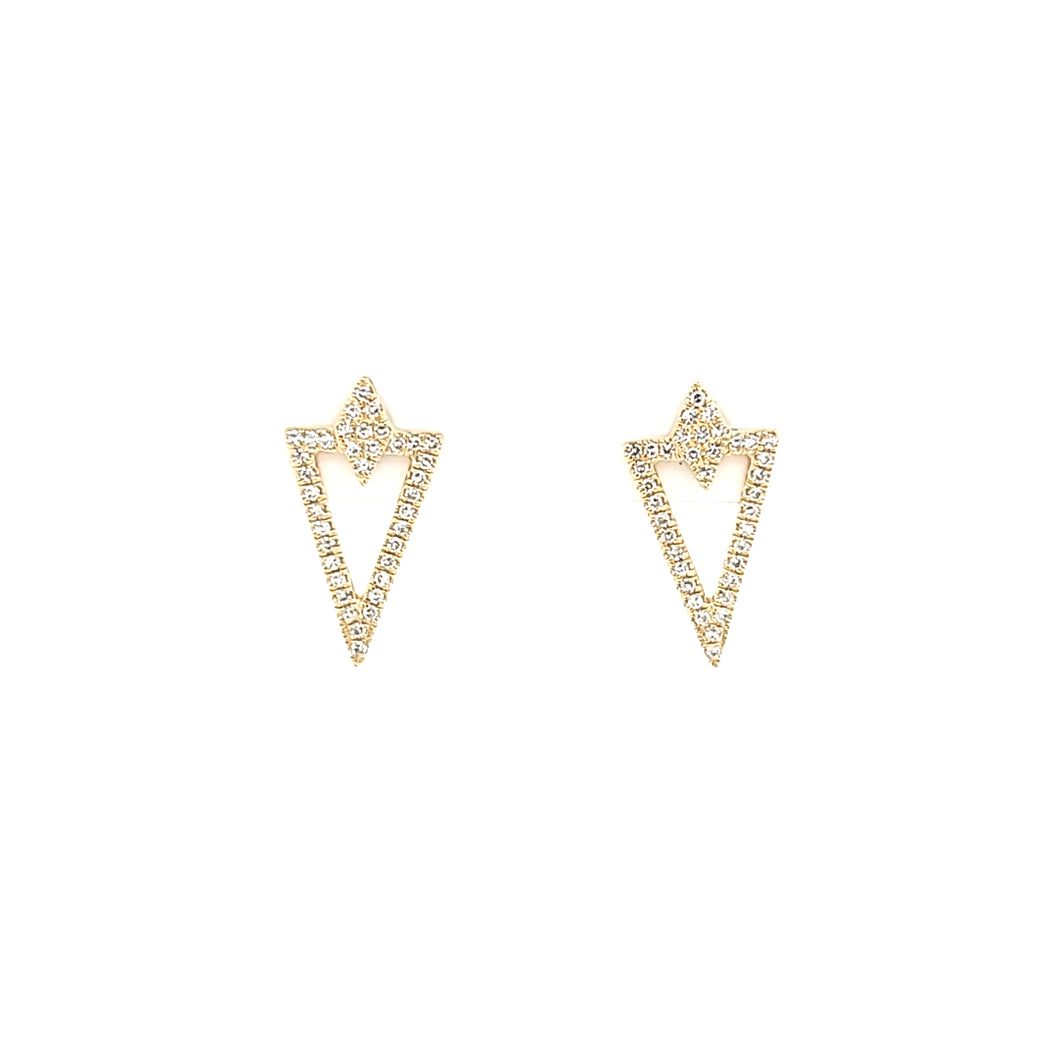 Yellow Gold Diamond Triangle Earrings (I7714)