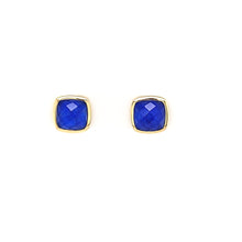 Load image into Gallery viewer, 18k Yellow Gold Lapis Stud Earrings (I7717)
