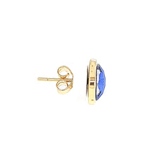 Load image into Gallery viewer, 18k Yellow Gold Lapis Stud Earrings (I7717)
