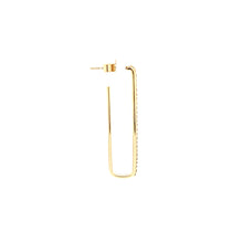 Load image into Gallery viewer, 18k Yellow Gold Diamond Rectangle Hoop Earrings (I7756)
