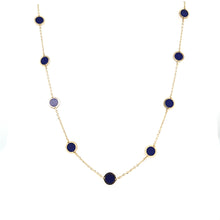 Load image into Gallery viewer, 14k Yellow Gold Lapis Bezel Station Necklace (I7761)
