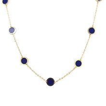 Load image into Gallery viewer, 14k Yellow Gold Lapis Bezel Station Necklace (I7761)
