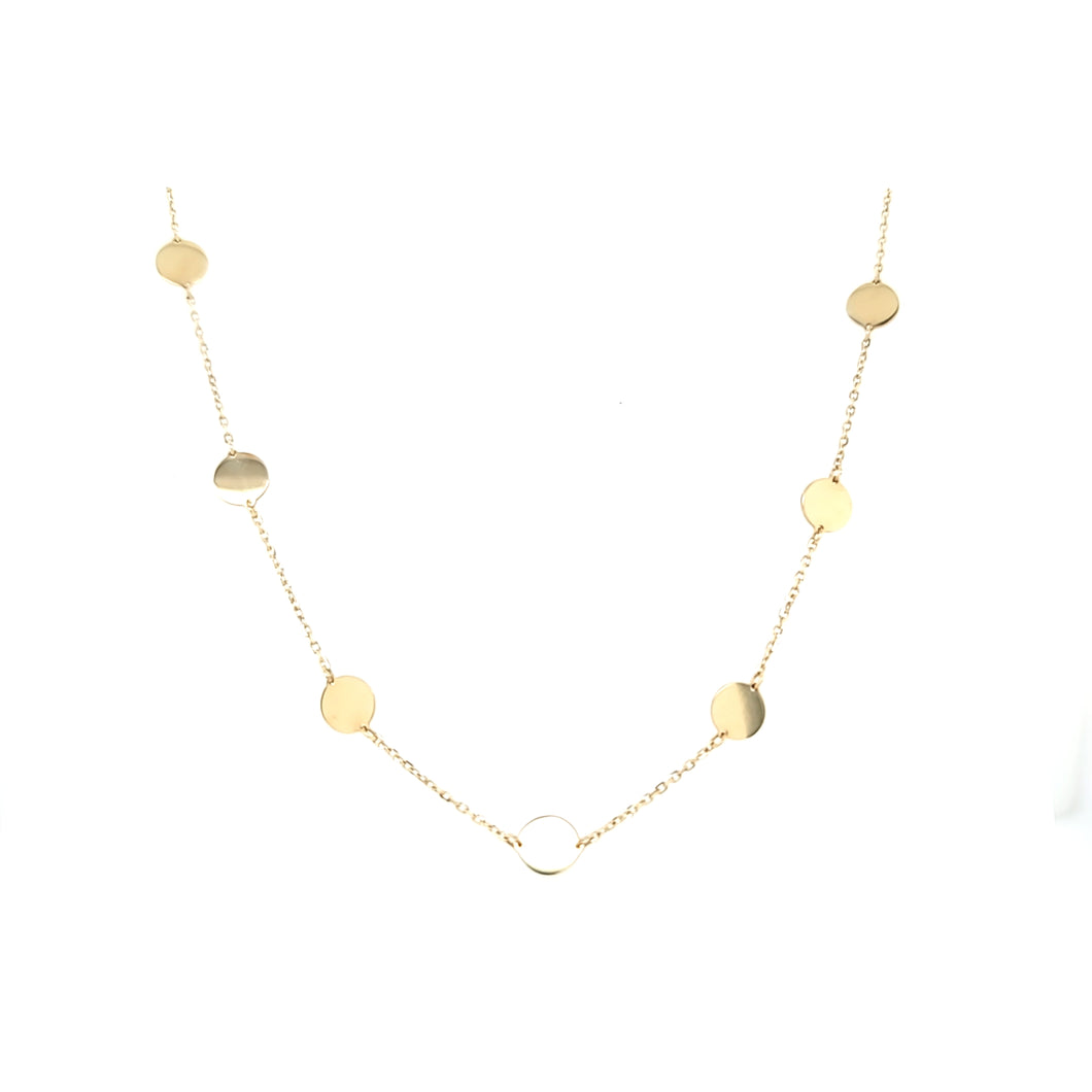 14k Yellow Gold Disc Station Necklace (I7771)