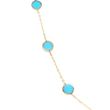 Load image into Gallery viewer, 14k Yellow Gold Turquoise Bezel Station Necklace (I7763)
