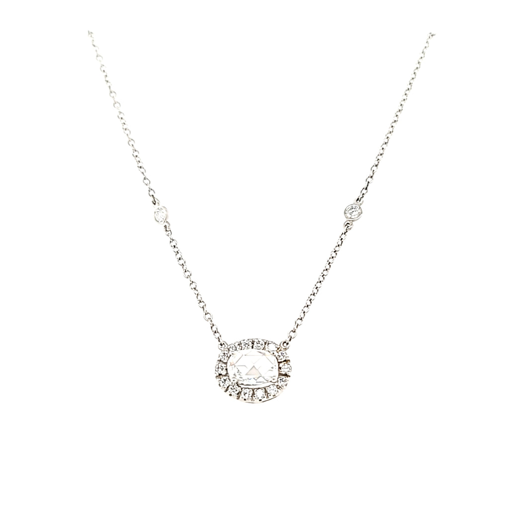 White Gold Rose Cut Diamond Necklace (I2322)