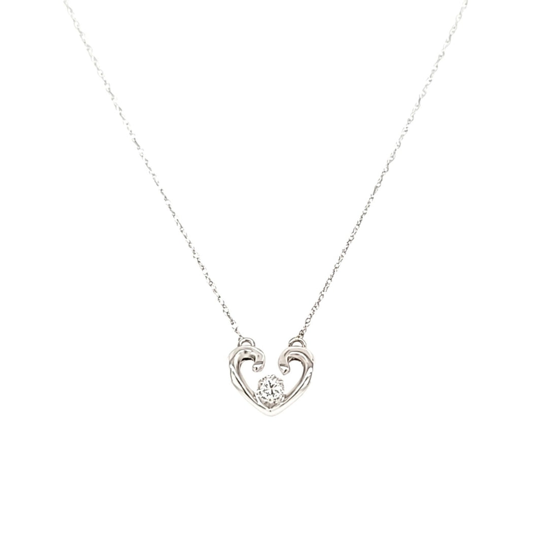 White Gold Open Heart Diamond Necklace (I2828)
