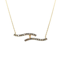 Load image into Gallery viewer, Yellow Gold Champagne Diamond Wave Necklace (I1497)
