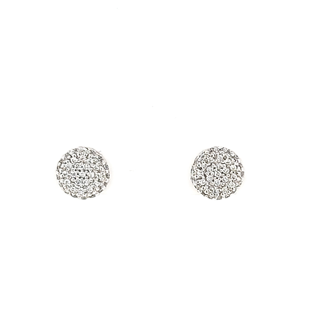 White Gold Pave Diamond Stud Earrings (I3849)