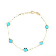 Load image into Gallery viewer, 14k Yellow Gold Turquoise Bezel Bracelet (I7782)
