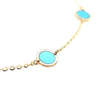 Load image into Gallery viewer, 14k Yellow Gold Turquoise Bezel Bracelet (I7782)
