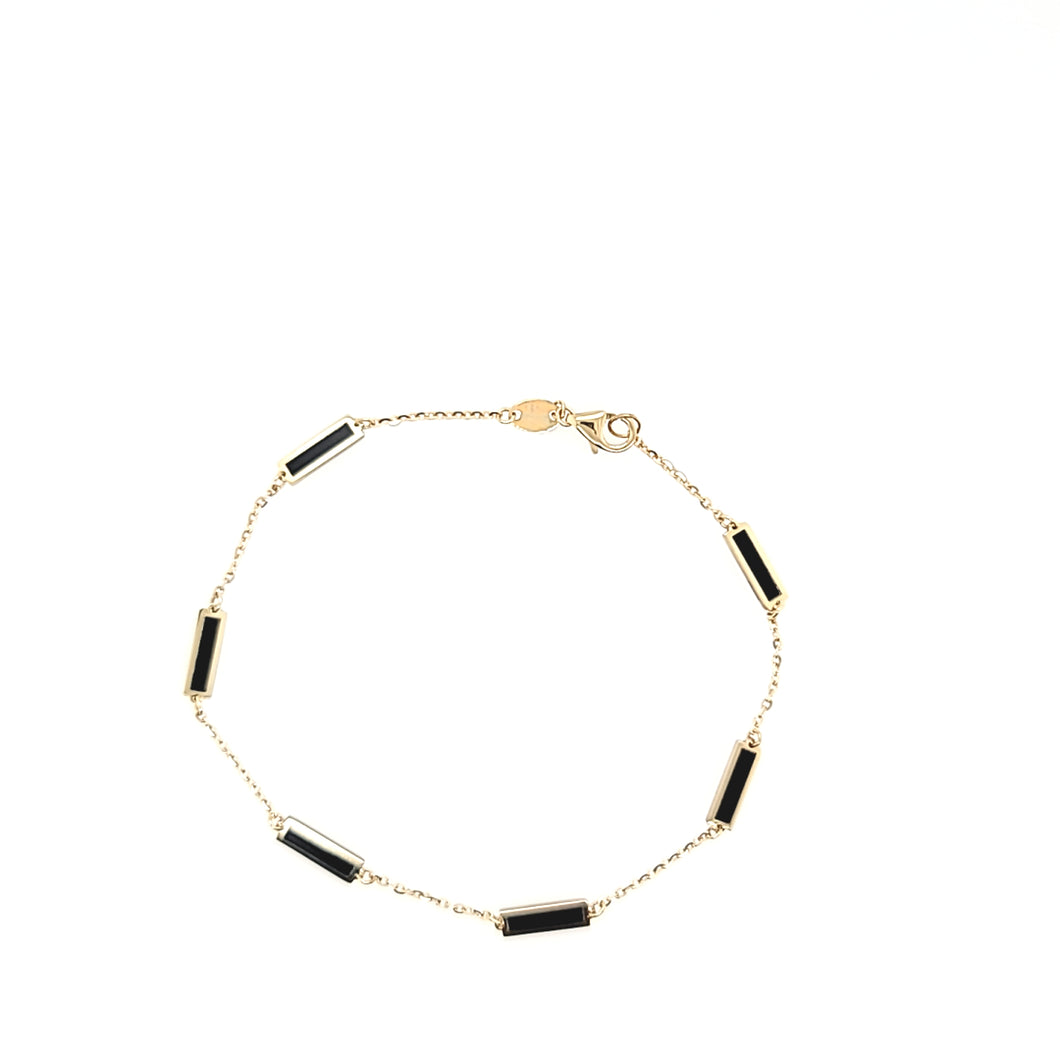 14k Yellow Gold Onyx Rectangle Bracelet (I7779)