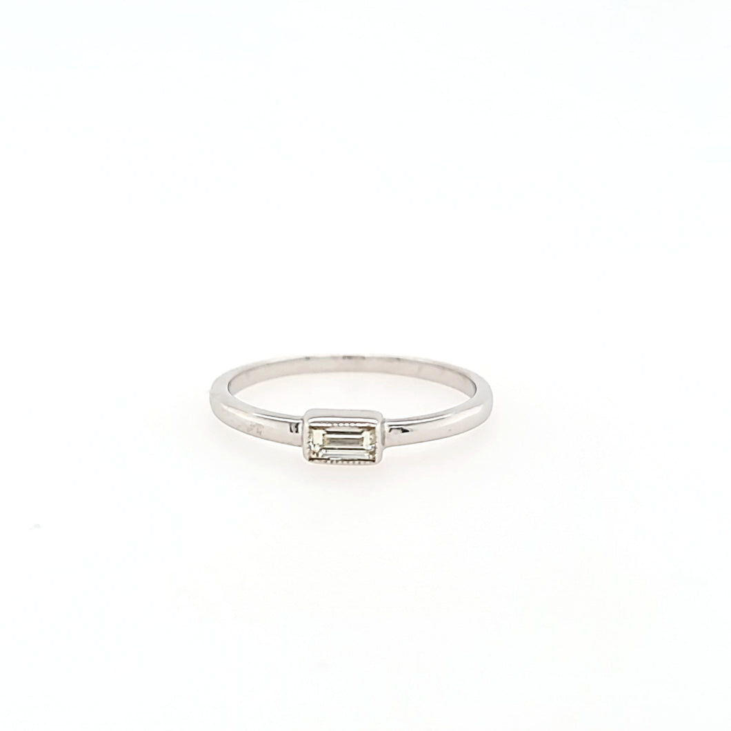 White Gold Baguette Diamond Stacker Ring (I1146)