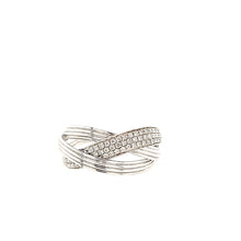 Load image into Gallery viewer, White Gold Diamond Crossover Ring (I1271)
