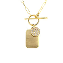 Load image into Gallery viewer, Yellow Gold Diamond Disc &amp; Dog Tag Toggle Necklace (I7829)
