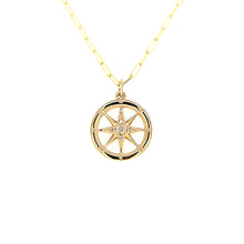Load image into Gallery viewer, Yellow Gold Diamond Compass Negative Space Necklace (I7827)
