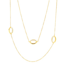 Load image into Gallery viewer, 18k Yellow Gold Diamond Oval Long Station Necklace (I7786)
