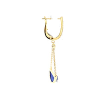 Load image into Gallery viewer, Yellow Gold Semi Circle Lapis Dangle Earrings (I7788)
