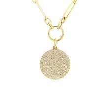 Load image into Gallery viewer, 14k Yellow Gold Pave Diamond Disc Necklace (I7940)
