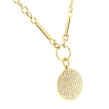 Load image into Gallery viewer, 14k Yellow Gold Pave Diamond Disc Necklace (I7940)
