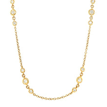 Load image into Gallery viewer, Yellow Gold Triple Diamond Bezel 17&quot; Station Necklace (I7675)
