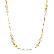 Load image into Gallery viewer, Yellow Gold Triple Diamond Bezel 20&quot; Station Necklace (I7879)
