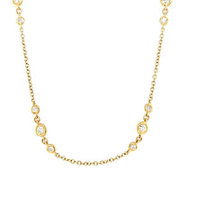Load image into Gallery viewer, Yellow Gold Triple Diamond Bezel 20&quot; Station Necklace (I7879)
