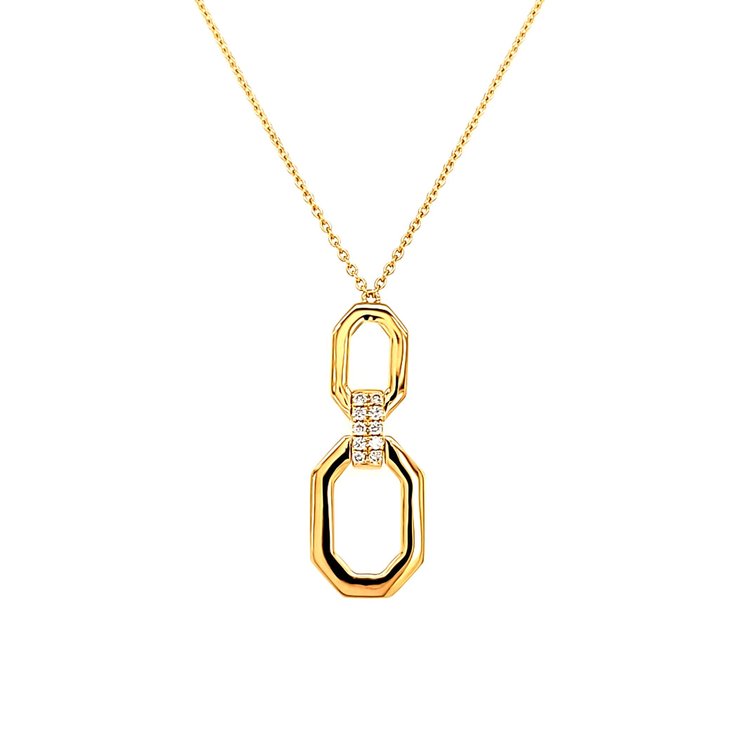 18k Yellow Gold Elongated Octagon Link Necklace (I7905)