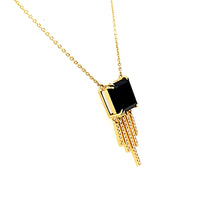 Load image into Gallery viewer, 18k Yellow Gold Onyx &amp; Diamond Dangle Necklace (I7715)
