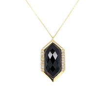 Load image into Gallery viewer, 14k Yellow Gold Faceted Onyx &amp; Diamond Necklace (I7722)
