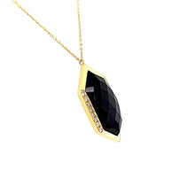 Load image into Gallery viewer, 14k Yellow Gold Faceted Onyx &amp; Diamond Necklace (I7722)
