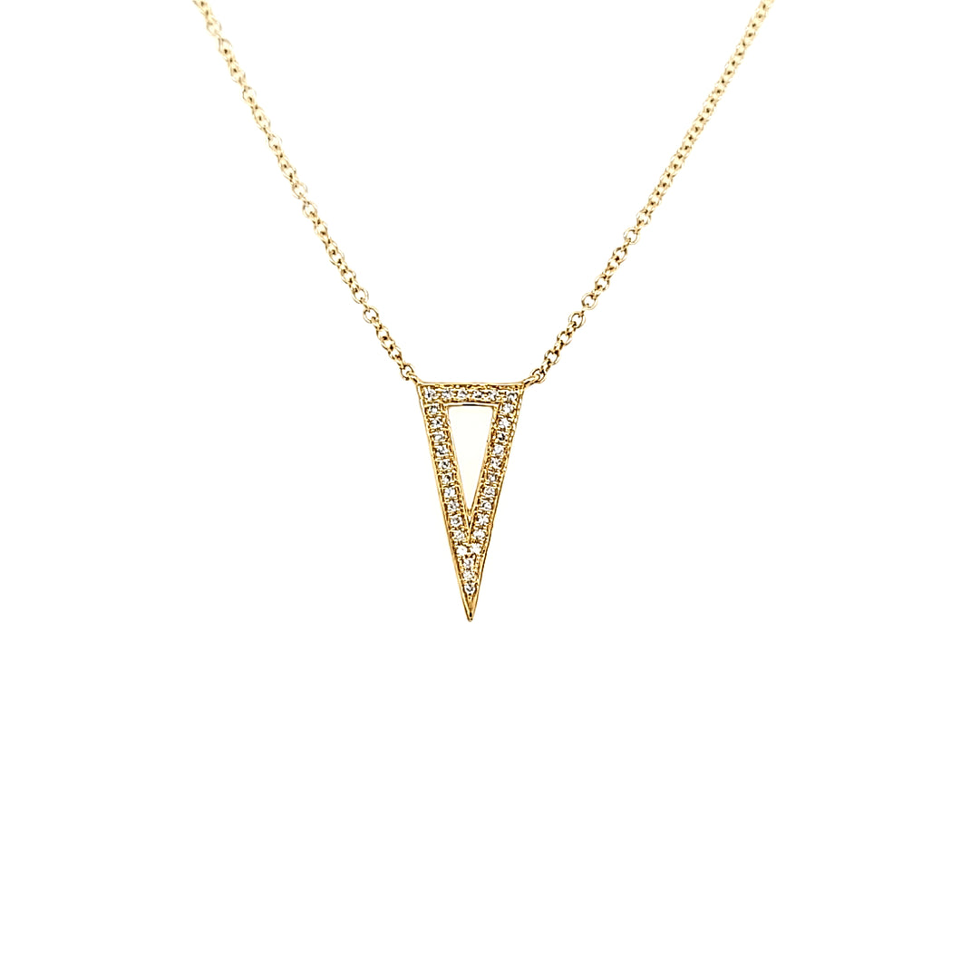 Yellow Gold Upside-down Diamond Triangle Necklace (I7897)