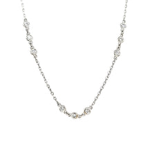 Load image into Gallery viewer, 14k White Gold Triple Bezel Diamond Station 18&quot; Necklace (I7816)
