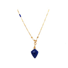 Load image into Gallery viewer, AVF Gold Lapis Point Drop Necklace (SI2811)
