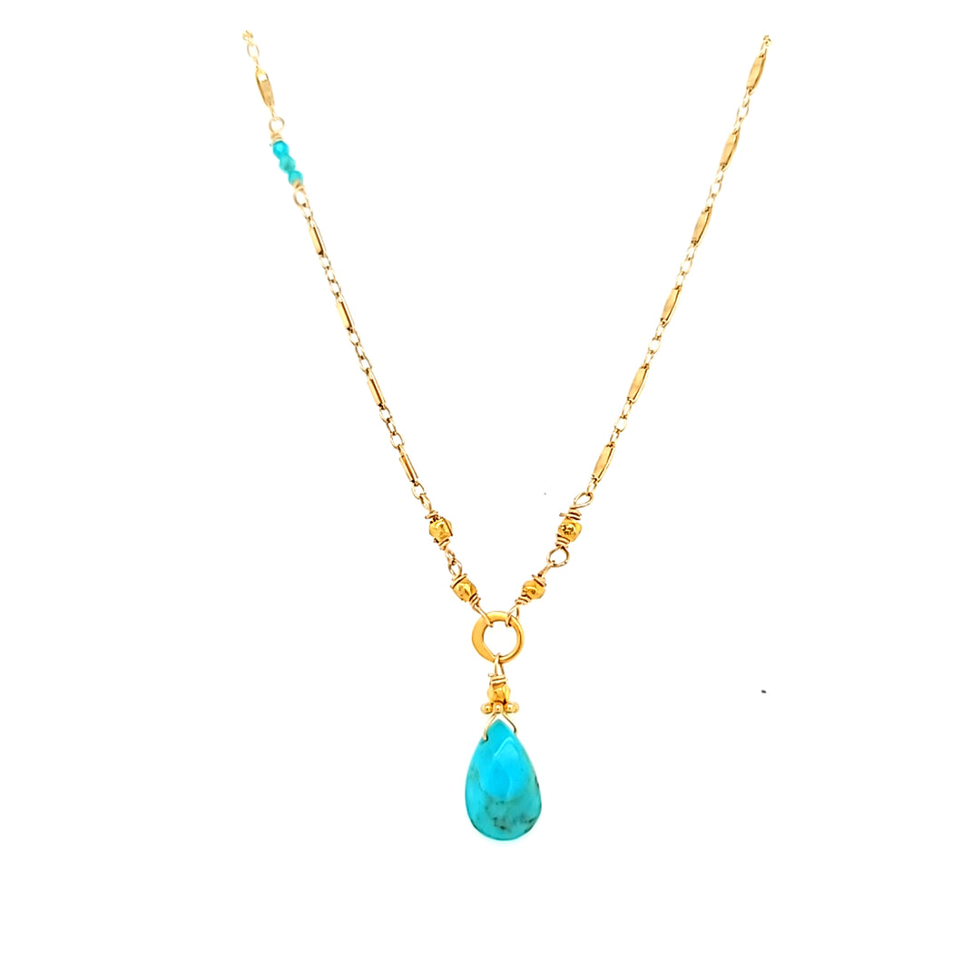 AVF Gold Turquoise Drop Necklace (SI449)
