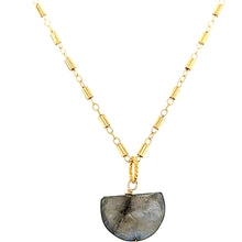 Load image into Gallery viewer, AVF Gold Labradorite, Kyanite &amp; Moss Aqua Drop Necklace (SI2980)
