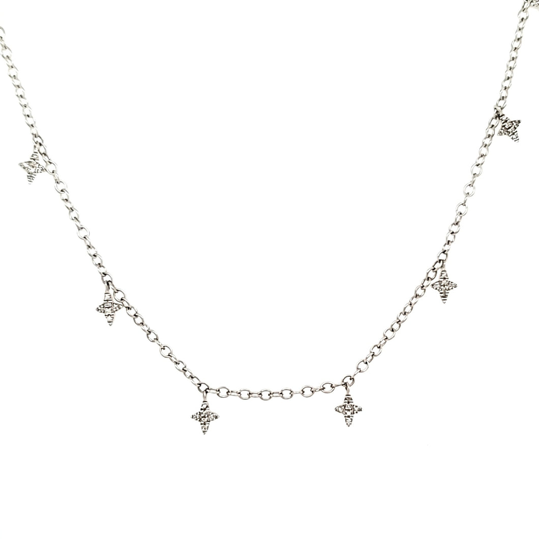 Ella Stein Silver Diamond Star Dangle Necklace (SI3035)
