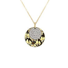 Load image into Gallery viewer, 14k Yellow Gold &amp; Diamond Hammered Disc Necklace (I7851)
