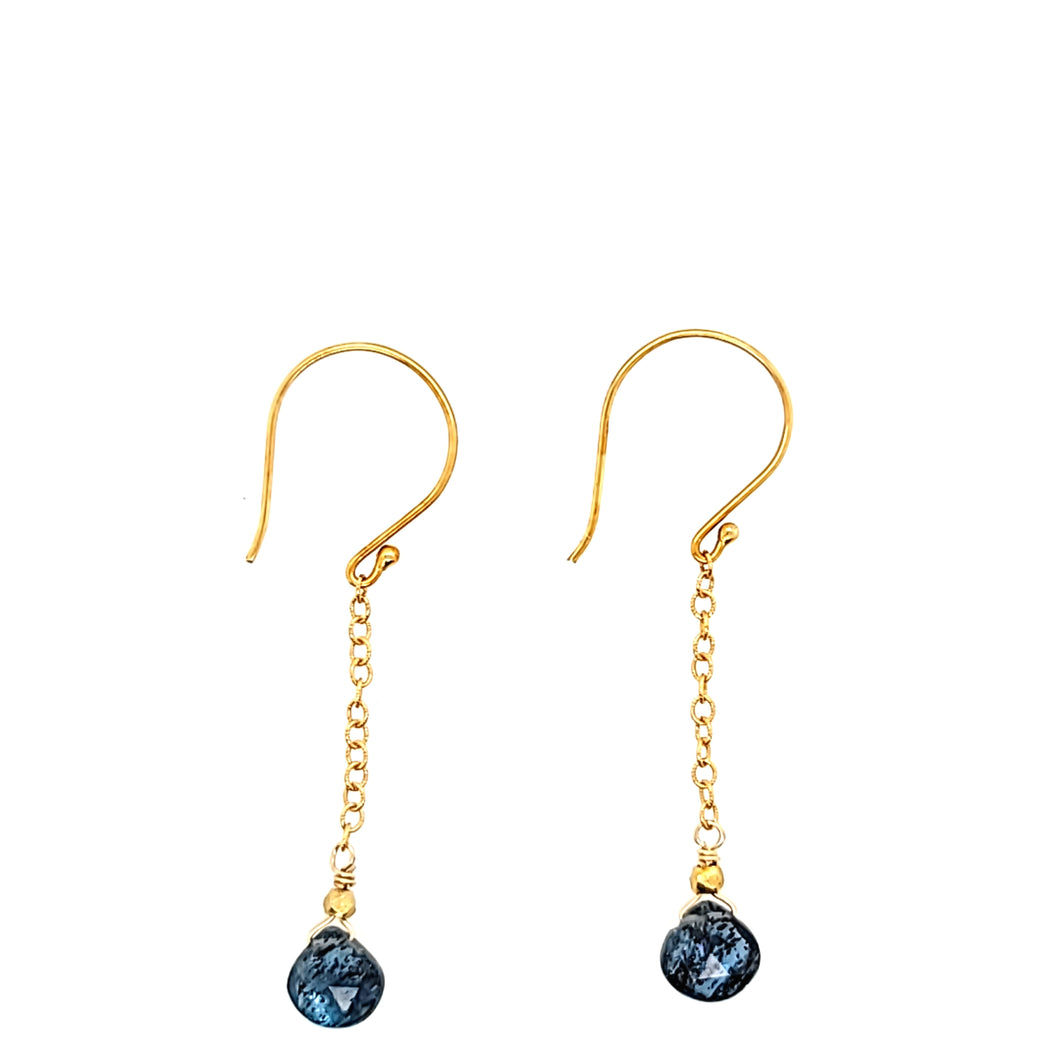 AVF Gold Indigo Kyanite Chain Drop Earrings (SI2342)