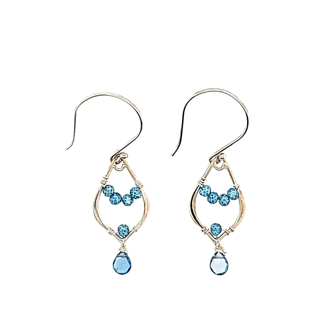 AVF Silver Blue Quartz & Topaz Earrings (SI2918)